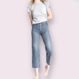 Rag & Bone Ruth Super High-Rise Straight Leg Jeans - Raw Hem - Blue Denim - 27